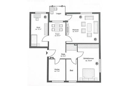 Provisionsfrei: 3,5 ZKB Wohnung Süd-Balkon, EBK + Stellplatz - Hanau Groß-Steinheim